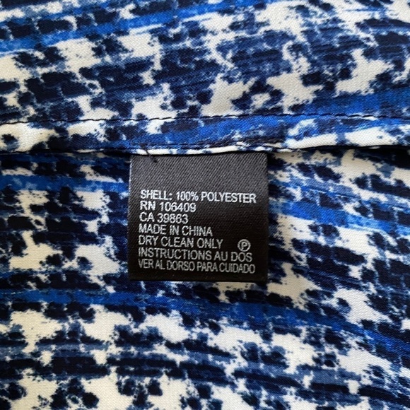 tahari ASL Sleeveless Blue & White Patterned Blouse Top Women PM Petite Medium - Picture 5 of 5